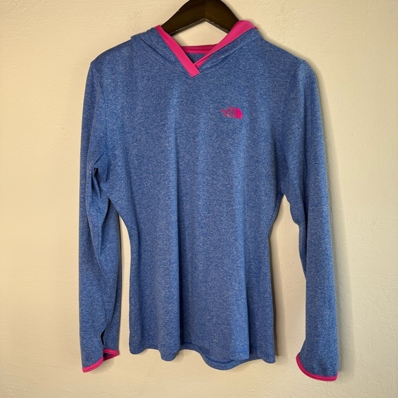 The North Face Reactor Hoodie in Heather Blue & Hot Pink Size Medium - Picture 2 of 8